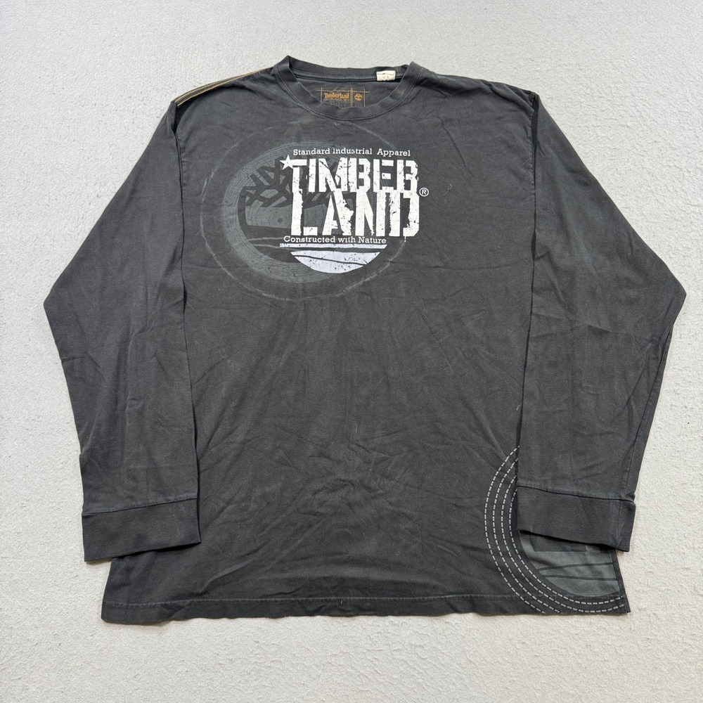 Vintage Timberland T-Shirt Men's 3XL Black Long Sleeve Cotton Graphic Streetwear